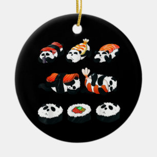 Cute Panda Sushi Hug Maki Lover Funny Kawaii Food  Ceramic Ornament