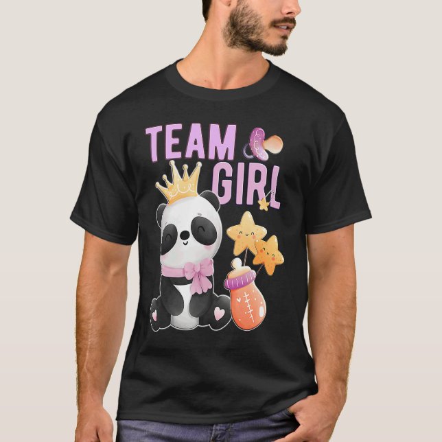 Cute Panda Team Girl  Gender Reveal Baby Shower Pa T-Shirt (Front)