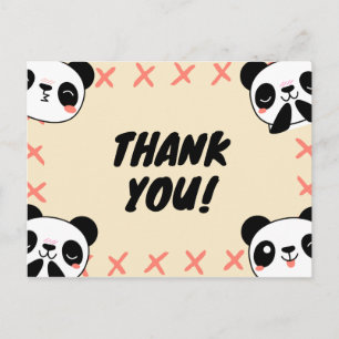 Cute Panda Thank You Postcard
