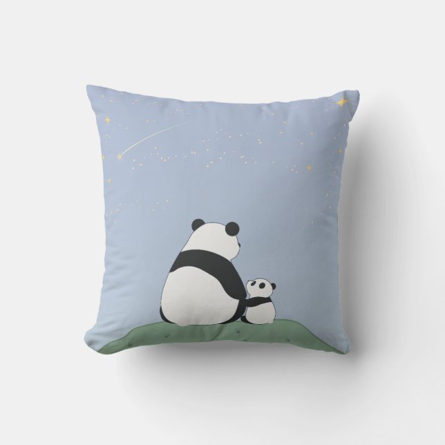 Cute Panda Under Stars Cushion (Front)