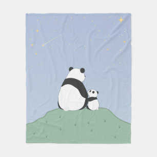 Cute Panda Under Stars Fleece Blanket