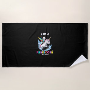 Cute Panda Unicorn I'am A Pandicorn Magic Girl Wom Beach Towel
