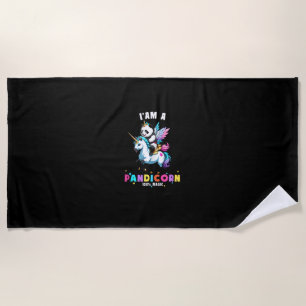 Cute Panda Unicorn I'am A Pandicorn Magic Girl Wom Beach Towel