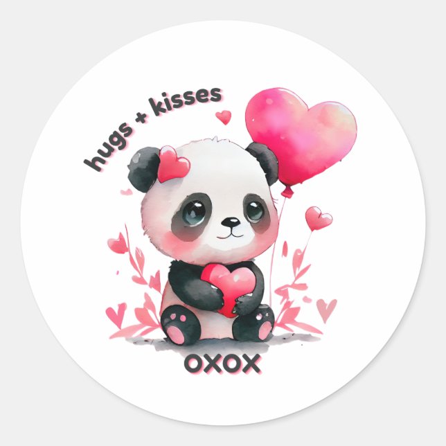 Cute Panda- Valentine's Day- OXOX Classic Round Sticker (Front)