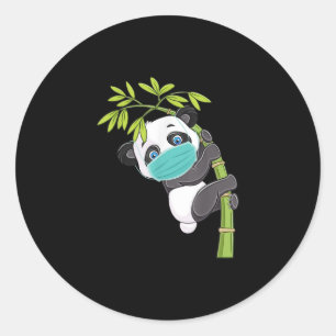 Cute Panda Wear Face Mask Funny Panda Gift Classic Round Sticker
