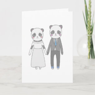 Cute Panda Wedding Couple – Kawaii Bride & Groom Card
