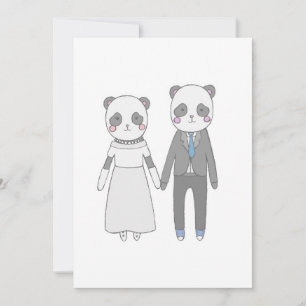 Cute Panda Wedding Couple – Kawaii Bride & Groom Holiday Card