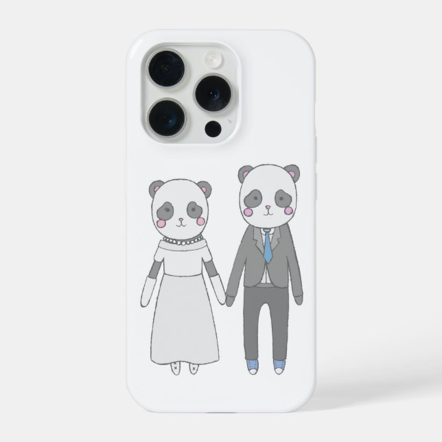 Cute Panda Wedding Couple – Kawaii Bride & Groom iPhone Case (Back)