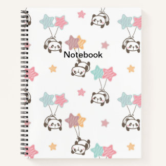 Cute Panda White Notebook