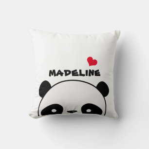 Cute Panda White Personalised Name Throw Pillow