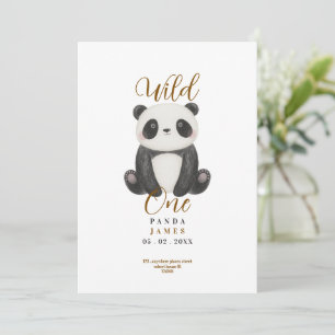 cute panda wild first one birthday invitation