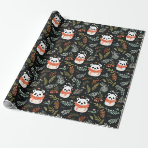 Cute Panda Winter holiday  pattern  Wrapping Paper