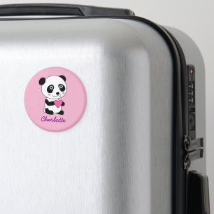 Cute Panda with a Pink Heart Personalised Magnet
