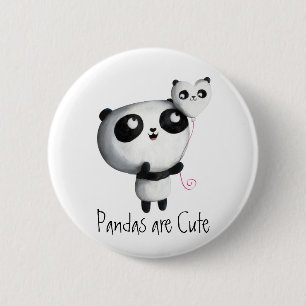 Cute Panda with Balloon 6 Cm Round Badge