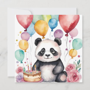 Cute Panda with balloons card