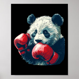 Cute Panda With Boxing Gloves Costume Poster