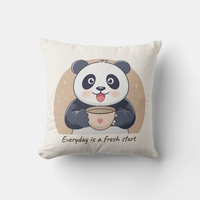 Cute Panda with Coffee Cushion (Front)