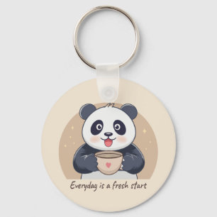 Cute Panda with Coffee Key Ring