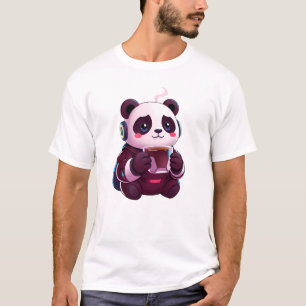 Cute Panda with Coffee T-Shirt