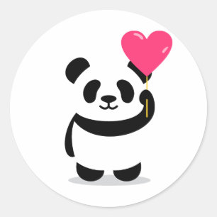 Cute Panda with Heart Balloon Sticker