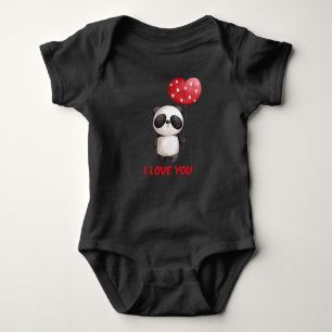Cute Panda With Heart   I Love You Valentine Gift Baby Bodysuit