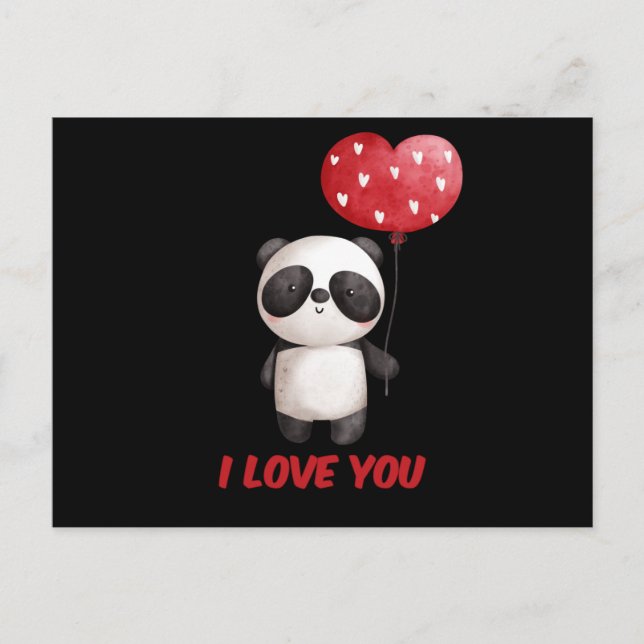 Cute Panda With Heart | I Love You Valentine Gift Postcard (Front)