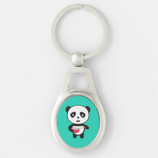 Cute Panda with rice bowl Key Ring