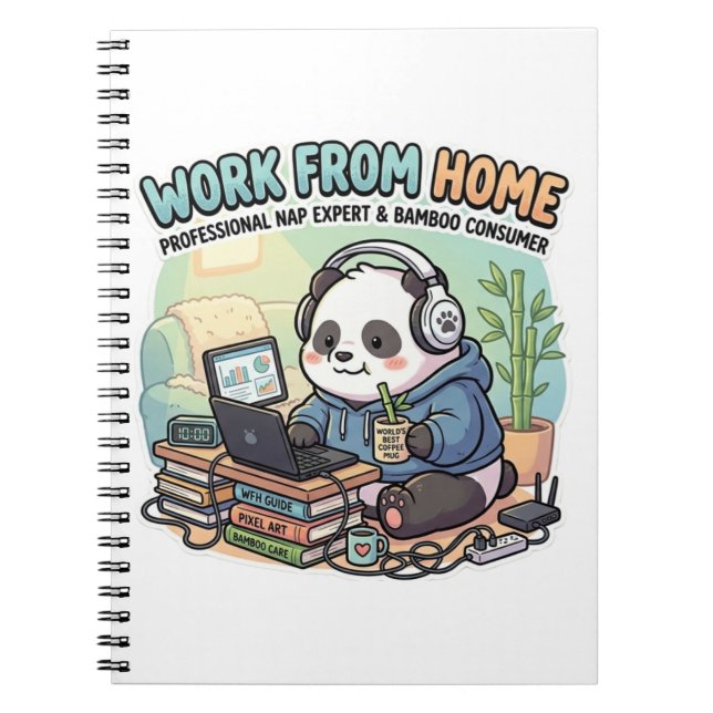 Cute Panda Work From Home   Notebook (Front)
