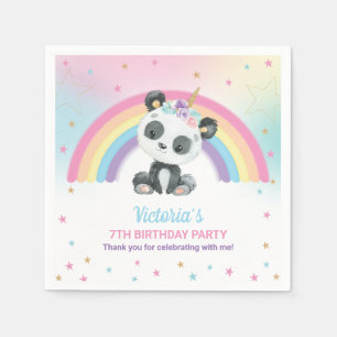 Cute Pandacorn Panda Birthday Party Rainbow Napkin