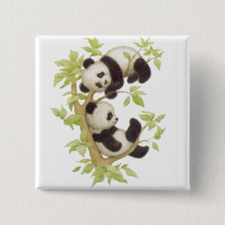 Cute Pandas 15 Cm Square Badge
