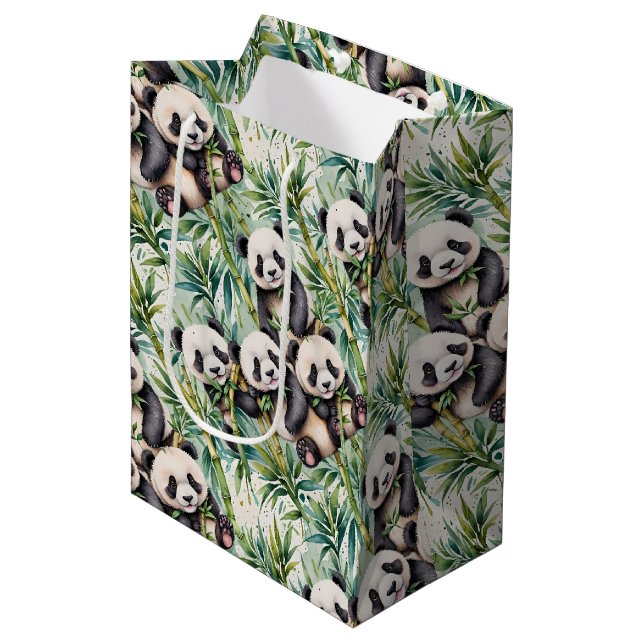Cute Pandas and Bamboo  Medium Gift Bag (Front Angled)