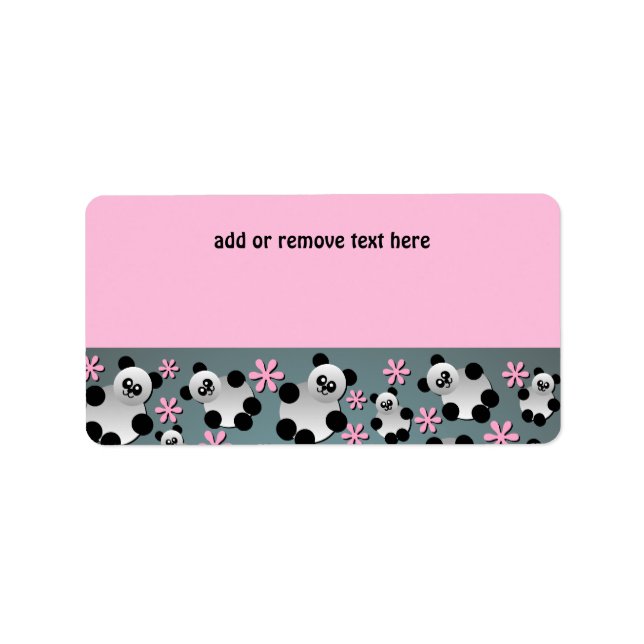 Cute Pandas and Flowers Address Label (Front)