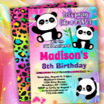 Cute Pandas Birthday Party Invitation<br><div class="desc">Girls panda theme birthday party invitation in pretty rainbow colours.</div>