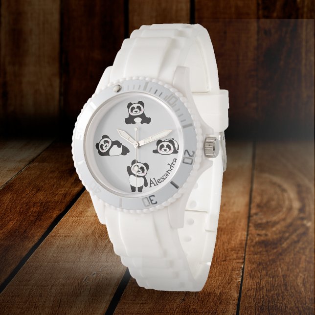 Cute Pandas Black and White Personalised Watch (Creator Uploaded)