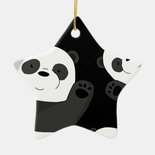 Cute pandas ceramic ornament (Front)
