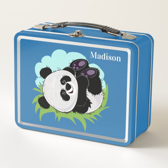 Cute Pandas custom name lunch box (Front)