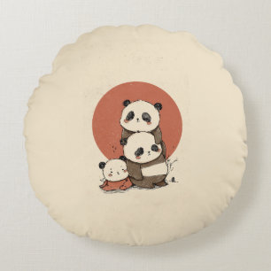 Cute Pandas Design Round Cushion