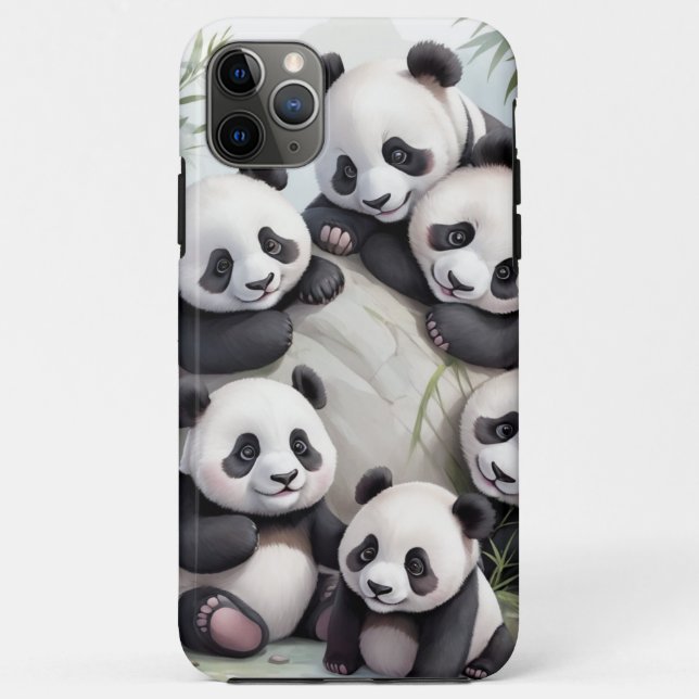 Cute Pandas Group Photo Case-Mate iPhone Case (Back)