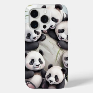 Cute Pandas Group Photo iPhone 15 Pro Case