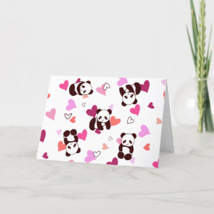 Cute Pandas Heart Valentine's Day Card