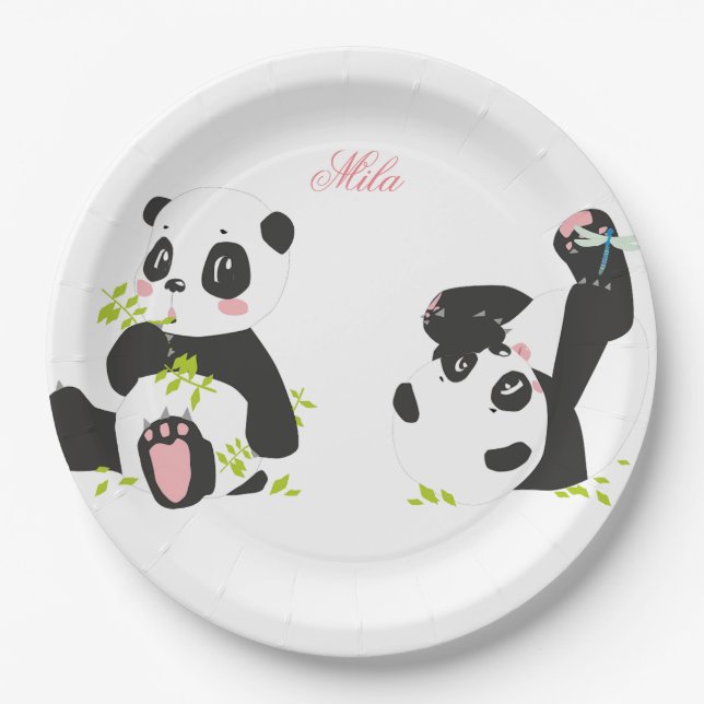 Cute pandas   paper plate (Front)