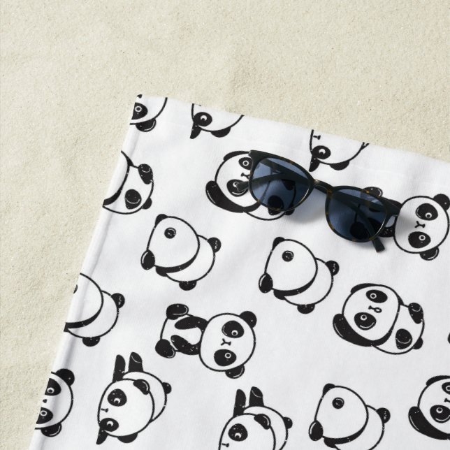 Cute Pandas Pattern Beach Towel (In Situ)
