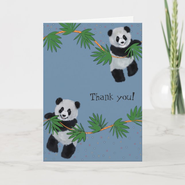 Cute Pandas Thank You Card (Front)