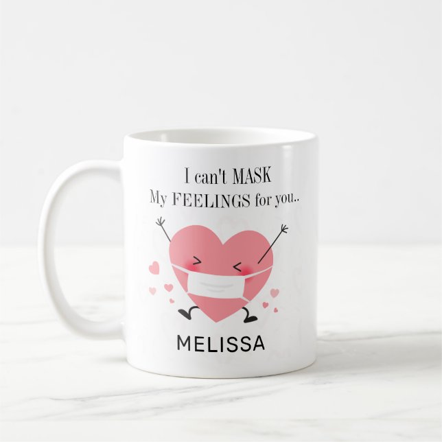 Cute Pandemic Valentine's Day Personalise Name Coffee Mug (Left)