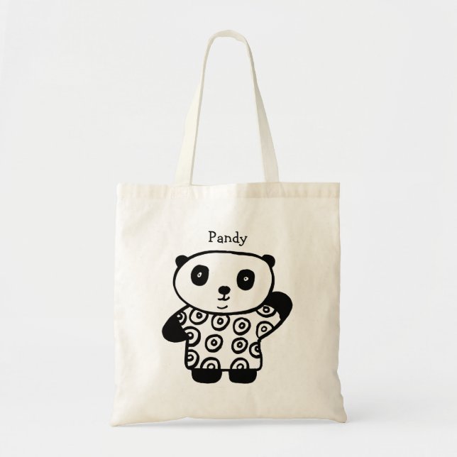 Cute Pandy the Panda Personalised Name Tote Bag (Front)