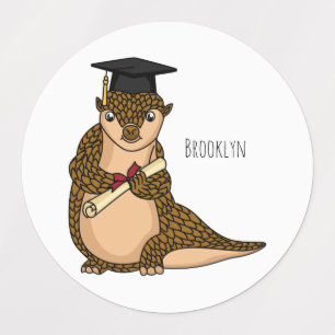 Cute pangolin graduating cartoon