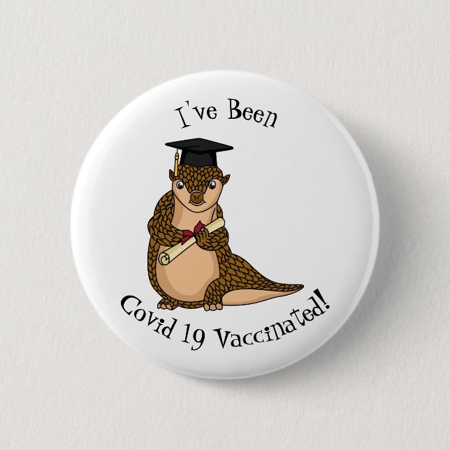 Cute pangolin graduating cartoon 6 cm round badge (Front)