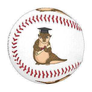 Cute pangolin graduating cartoon baseball