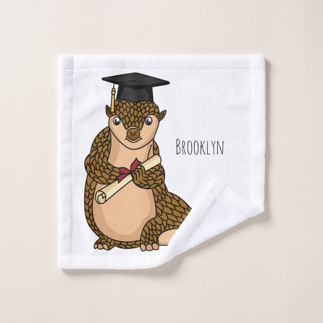 Cute pangolin graduating cartoon bath towel set (Wash Cloth)