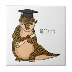 Cute pangolin graduating cartoon ceramic tile